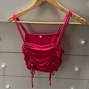 NWOT PINK RUCHED CROP TOP